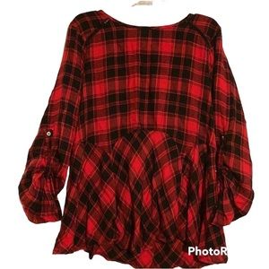 Kori Long Sleeve Black and Red Top